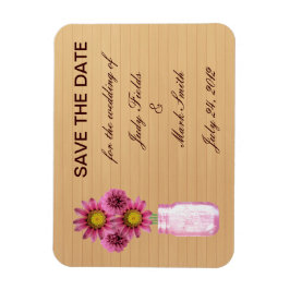 カントリー素朴・ピンク・メイソン・ジャー日付マグネットを保存 マグネット