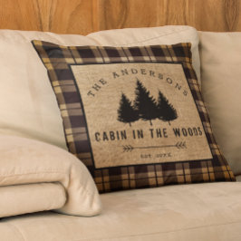 カントリー素朴・ファミリー・ネーム・キャビン・イン・ザ・ウッズ・トロ クッション