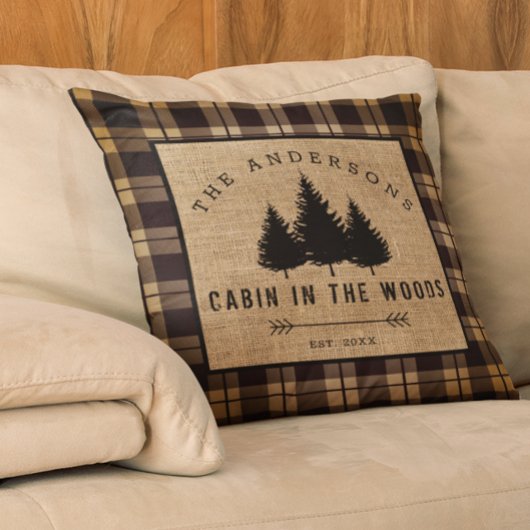カントリー素朴・ファミリー・ネーム・キャビン・イン・ザ・ウッズ・トロ クッション