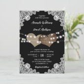 カントリー素朴・ブラック・ロマン結婚ティック 招待状 (スタンド正面)