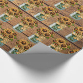 カントリー素朴・メイソンの瓶とヒマワリ ラッピングペーパー (角)