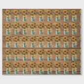 カントリー素朴・メイソンの瓶とヒマワリ ラッピングペーパー (フラット)