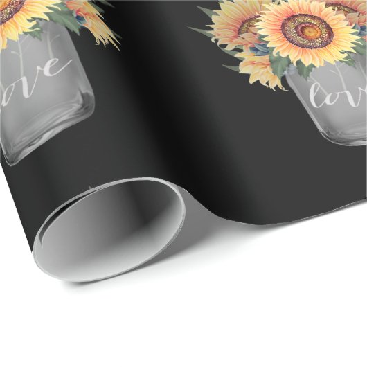 カントリー素朴・メイソンの瓶ひまわり結婚の花 ラッピングペーパー (ロールコーナー)