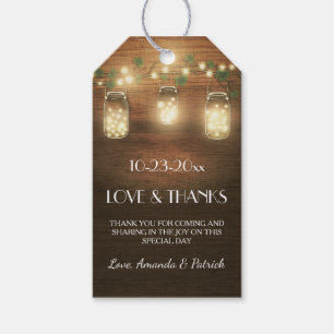 カントリー素朴・メイソンの結婚JARの感謝ラベル ギフトタグ