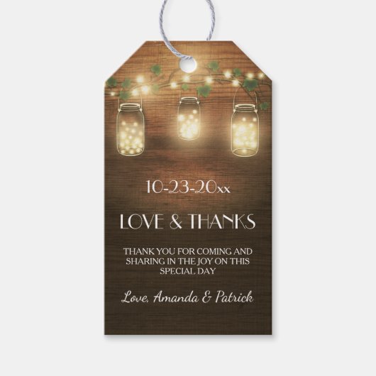 カントリー素朴・メイソンの結婚JARの感謝ラベル ギフトタグ (正面)