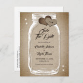 カントリー素朴・メイソンのjar結婚式の日付を保存 案内ポストカード (正面/裏面)