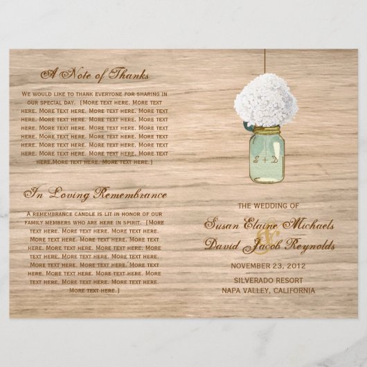 カントリー素朴・メイソン・ジャー・アジサイ・プログラム (正面)