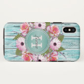 カントリー素朴PInkフローラバーンウッドモノグラム Case-Mate iPhoneケース (裏面(横))