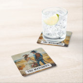 カントリー結婚ウェスタンの水彩画 スクエアペーパーコースター (インサイチュ)