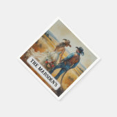 カントリー結婚ウェスタンの水彩画 スタンダードカクテルナプキン (角)