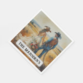 カントリー結婚ウェスタンの水彩画 スタンダードランチョンナプキン (角)