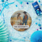 カントリー結婚ウェスタンの水彩画 ペーパープレート (パーティー)