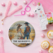 カントリー結婚ウェスタンの水彩画 ペーパープレート (パーティー)