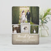 カントリー結婚バーラップの写真サンキューカード サンキューカード (スタンド正面)