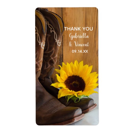 カントリー結婚ヒマワリのメッセージカード ラベル (正面)
