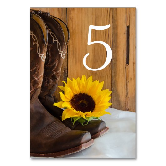 カントリー結婚ヒマワリ西部のテーブル番号 テーブルナンバー (裏面)