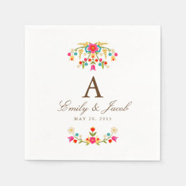 カントリー結婚フラワーズ スタンダードカクテルナプキン