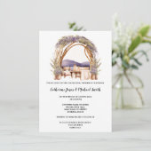 カントリー結婚ラベンダーのアーチダイニング素晴らしトスカーナ 招待状 (スタンド正面)