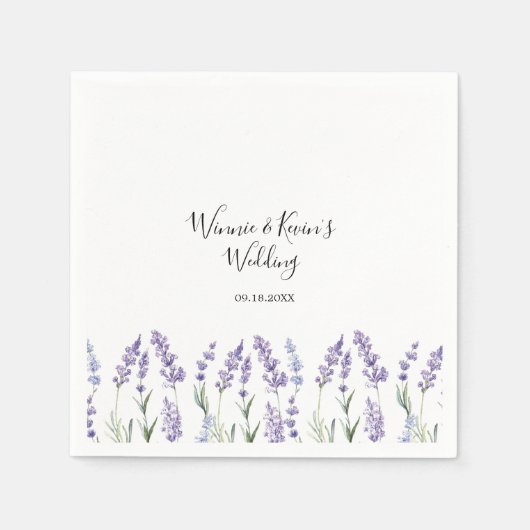 カントリー結婚ラベンダー スタンダードカクテルナプキン (正面)