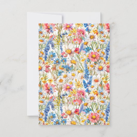 カントリー結婚ワイルドフラワーのカラフルフローラ枠 出欠カード (裏面)
