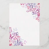 カントリー結婚ワイルドフラワーフローラ金ゴールド 箔招待状 (裏面)