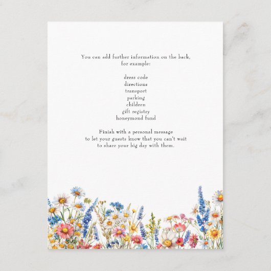 カントリー結婚ワイルドフラワー詳細 エンクロージャーカード (裏面)