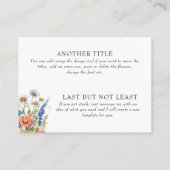 カントリー結婚ワイルドフラワーDIYカスタム エンクロージャーカード (裏面)