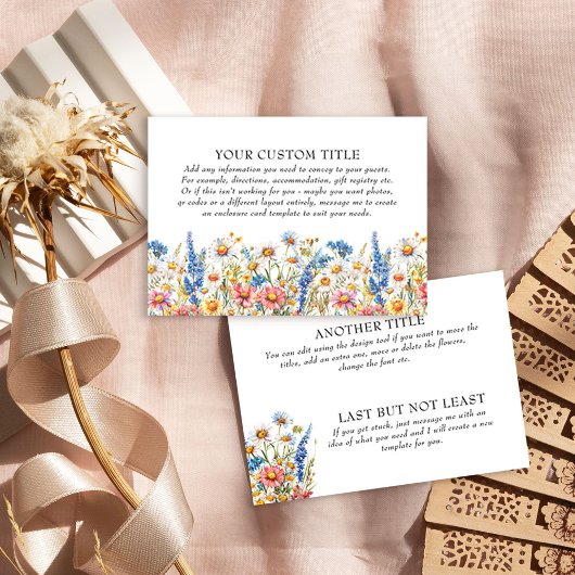カントリー結婚ワイルドフラワーDIYカスタム エンクロージャーカード