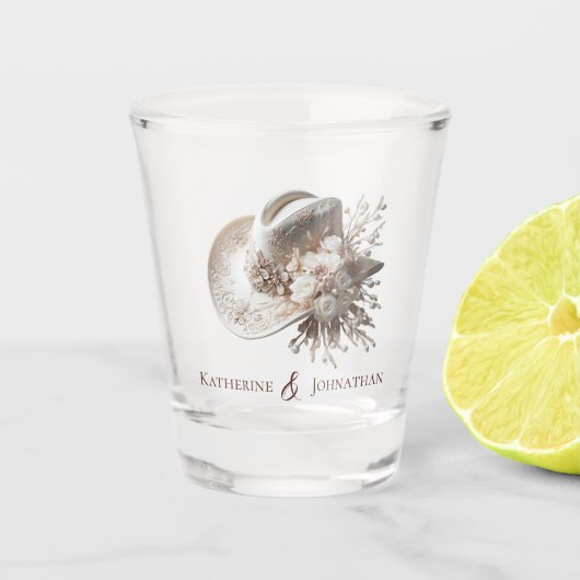 カントリー結婚・ウェスタンの金/ショット・ダンス ショットグラス (正面)