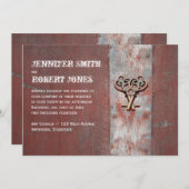 カントリー色彩の鮮やかウッド鍵結婚式招待状 招待状 (正面/裏面)