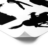 カントリー西カウボーイズ女性のカーボーイロデオシルエット ポスター (角)