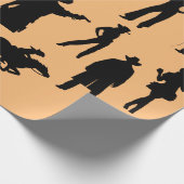 カントリー西カウボーイズ女性のカーボーイロデオシルエット ラッピングペーパー (角)