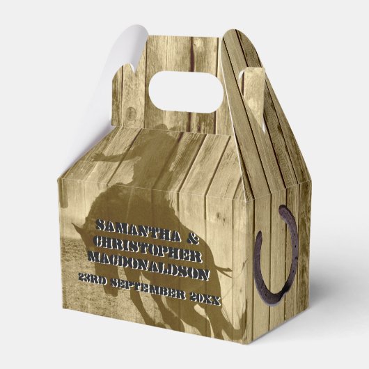 カントリー西部のカウボーイランチをテーマ結婚にした フェイバーボックス (正面サイド)