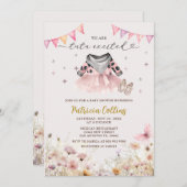 カントリー西部の女の子ツツフローラ赤ちゃんシャワー 招待状 (正面/裏面)