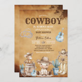 カントリー西部の私たちの小さなカウボーイ赤ちゃんシャワー 招待状 (正面/裏面)