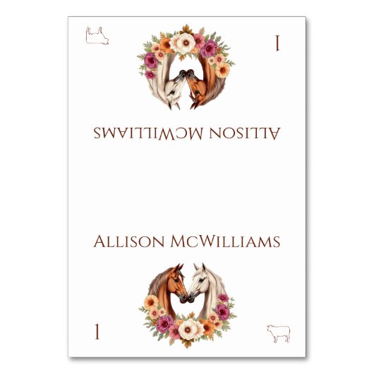 カントリー西部の馬の肉アイコン テーブルナンバー (正面)