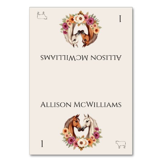 カントリー西部の馬の肉アイコン テーブルナンバー (正面)