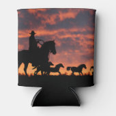 カントリー西部カウボーイホースラウンドアップ 缶クーラー (正面)