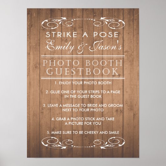 カントリー調のウェディング フォトブース ゲストブック サイン (正面)