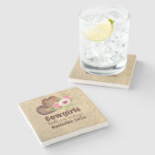 カントリー調のカウガール ピンク フラワー ストーンコースター (横)