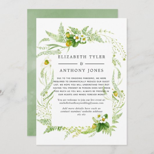 カントリー調のグリーンウェディング  ゲストリスト縮小 案内状 (正面/裏面)