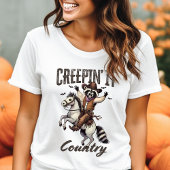 カントリー調のレトロなハロウィーン・アライグマ Tシャツ