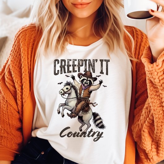 カントリー調のレトロなハロウィーン・アライグマ Tシャツ