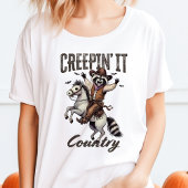 カントリー調のレトロなハロウィーン・アライグマ Tシャツ