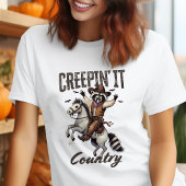 カントリー調のレトロなハロウィーン・アライグマ Tシャツ