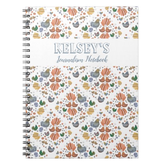 カントリー調の可愛い鶏たち ノートブック (正面)