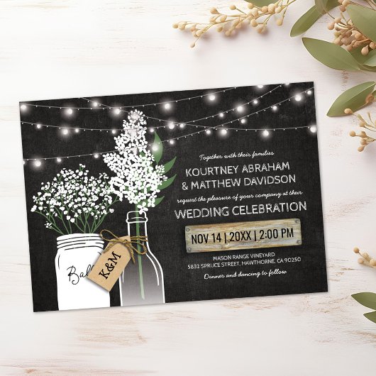 カントリー調の木製ブラックボード ウェディング 招待状