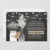 カントリー調の木製ブラックボード ウェディング 招待状 (正面)