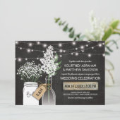 カントリー調の木製ブラックボード ウェディング 招待状 (スタンド正面)