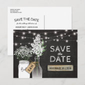 カントリー調の木製黒板でおしゃれに「Save the Date」 案内ポストカード (正面/裏面)